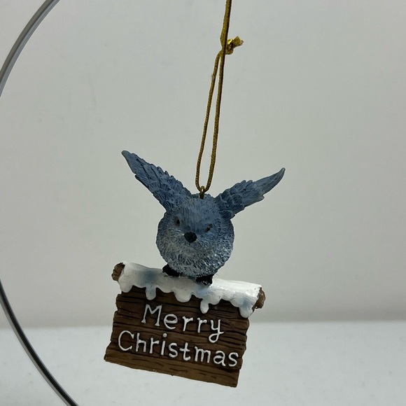 Ganz Merry Christmas Bird on a Snowy Sign Ornaments Lot of 5 Resin - Picture 6 of 7